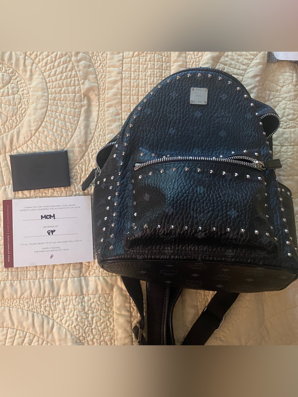 MCM Black Studded Leather Backpack✨